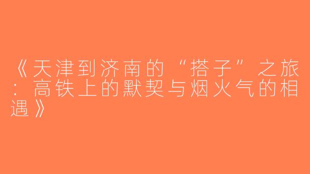 《天津到济南的“搭子”之旅：高铁上的默契与烟火气的相遇》