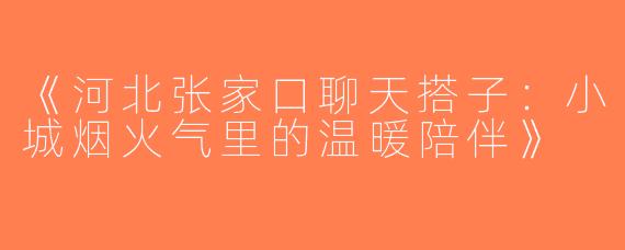 《河北张家口聊天搭子：小城烟火气里的温暖陪伴》