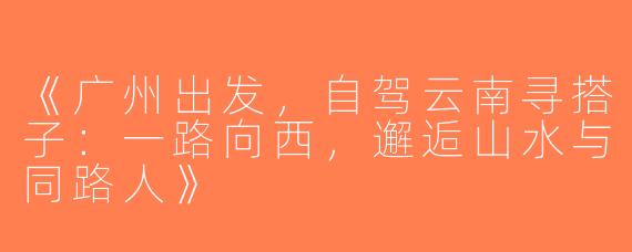 《广州出发，自驾云南寻搭子：一路向西，邂逅山水与同路人》