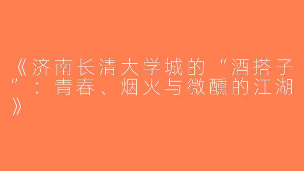 《济南长清大学城的“酒搭子”：青春、烟火与微醺的江湖》