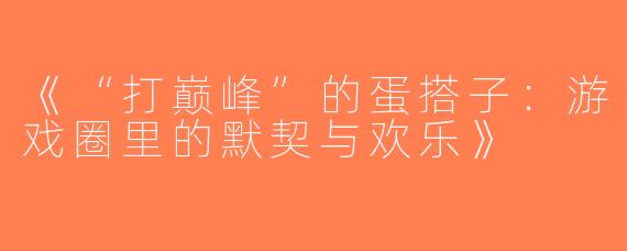 《“打巅峰”的蛋搭子：游戏圈里的默契与欢乐》