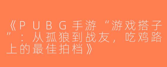 《PUBG手游“游戏搭子”：从孤狼到战友，吃鸡路上的最佳拍档》