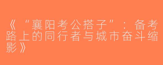 《“襄阳考公搭子”：备考路上的同行者与城市奋斗缩影》