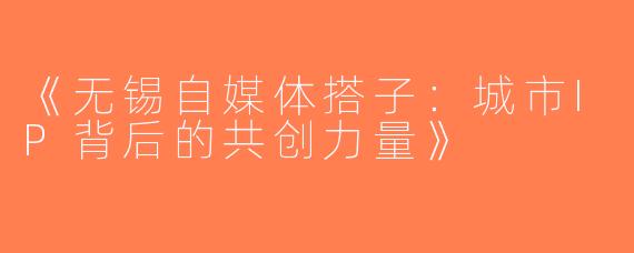 《无锡自媒体搭子：城市IP背后的共创力量》