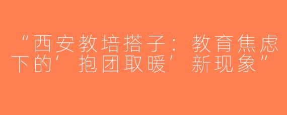 “西安教培搭子：教育焦虑下的‘抱团取暖’新现象”