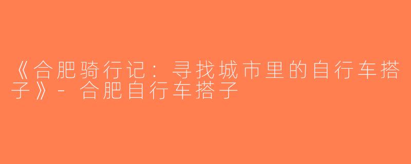 《合肥骑行记：寻找城市里的自行车搭子》-合肥自行车搭子