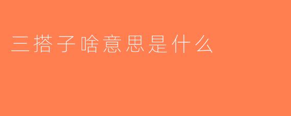 三搭子啥意思是什么