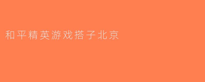 和平精英游戏搭子北京
