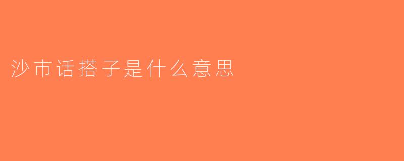 沙市话搭子是什么意思