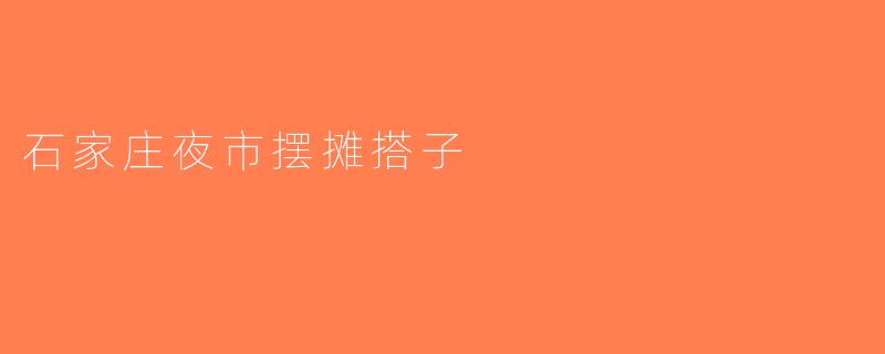 石家庄夜市摆摊搭子