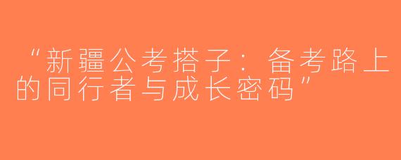 “新疆公考搭子：备考路上的同行者与成长密码”