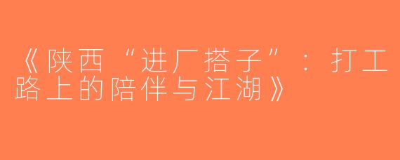 《陕西“进厂搭子”：打工路上的陪伴与江湖》