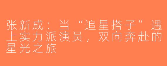 张新成：当“追星搭子”遇上实力派演员，双向奔赴的星光之旅
