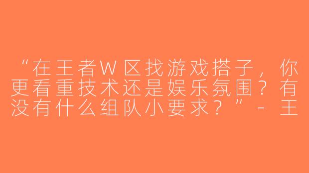“在王者W区找游戏搭子，你更看重技术还是娱乐氛围？有没有什么组队小要求？”-王者w区游戏搭子
