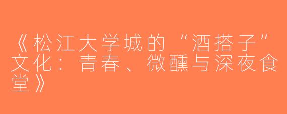 《松江大学城的“酒搭子”文化：青春、微醺与深夜食堂》