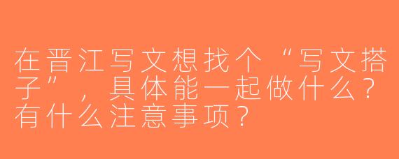 在晋江写文想找个“写文搭子”，具体能一起做什么？有什么注意事项？