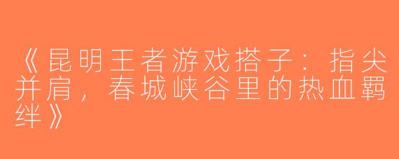《昆明王者游戏搭子：指尖并肩，春城峡谷里的热血羁绊》