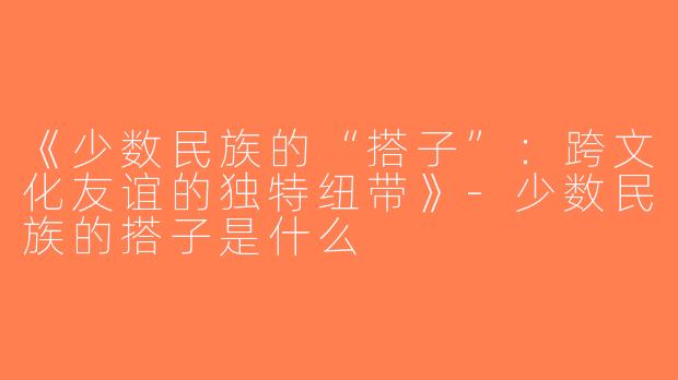 《少数民族的“搭子”：跨文化友谊的独特纽带》-少数民族的搭子是什么