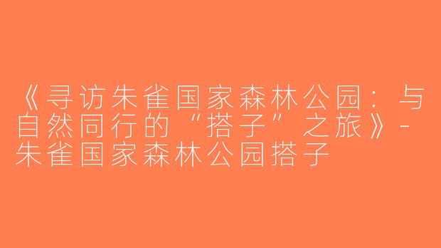《寻访朱雀国家森林公园：与自然同行的“搭子”之旅》-朱雀国家森林公园搭子