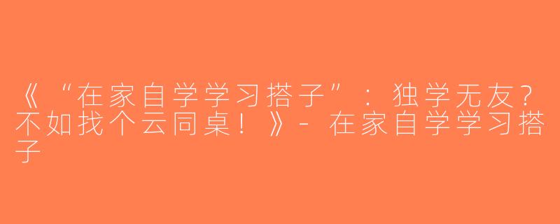 《“在家自学学习搭子”：独学无友？不如找个云同桌！》-在家自学学习搭子