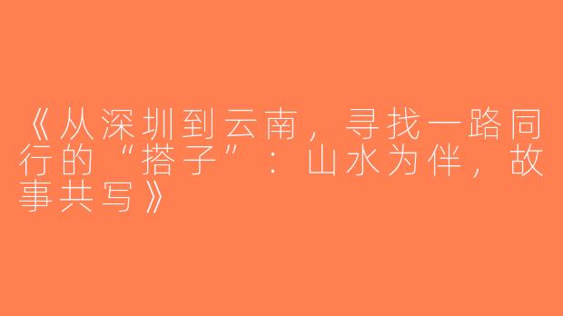 《从深圳到云南，寻找一路同行的“搭子”：山水为伴，故事共写》
