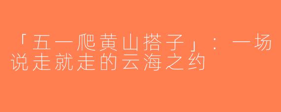 「五一爬黄山搭子」：一场说走就走的云海之约
