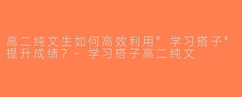 高二纯文生如何高效利用
