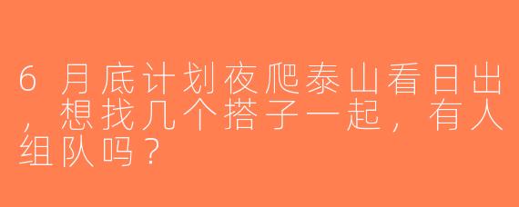 6月底计划夜爬泰山看日出，想找几个搭子一起，有人组队吗？