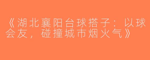 《湖北襄阳台球搭子：以球会友，碰撞城市烟火气》