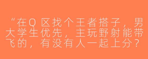 “在Q区找个王者搭子，男大学生优先，主玩野射能带飞的，有没有人一起上分？顺便问下开麦吗？”