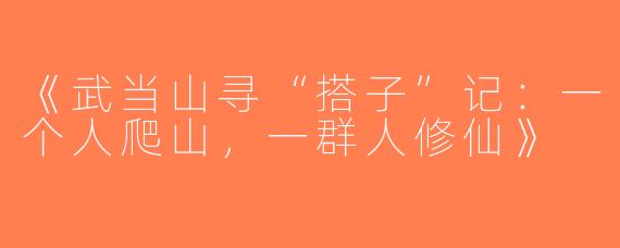 《武当山寻“搭子”记：一个人爬山，一群人修仙》