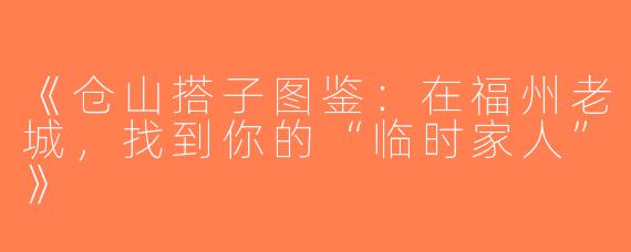 《仓山搭子图鉴：在福州老城，找到你的“临时家人”》
