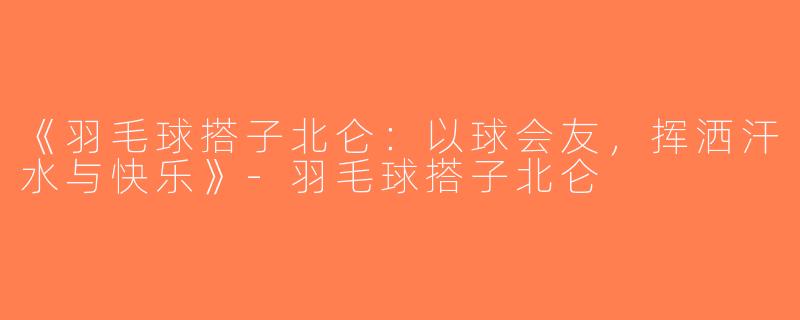 《羽毛球搭子北仑：以球会友，挥洒汗水与快乐》-羽毛球搭子北仑