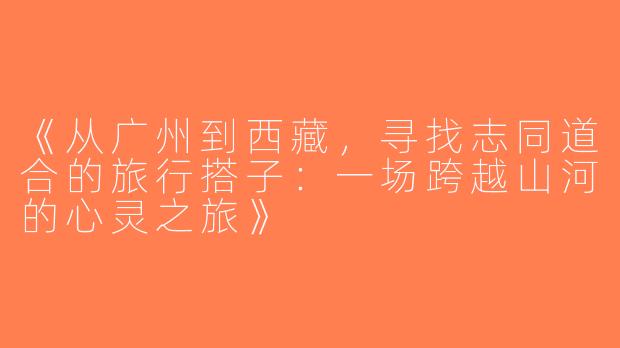 《从广州到西藏，寻找志同道合的旅行搭子：一场跨越山河的心灵之旅》