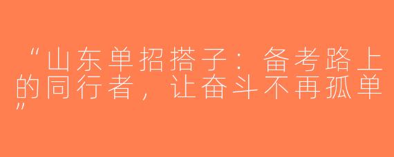 “山东单招搭子：备考路上的同行者，让奋斗不再孤单”