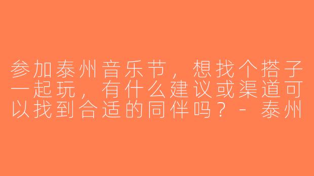 参加泰州音乐节，想找个搭子一起玩，有什么建议或渠道可以找到合适的同伴吗？-泰州音乐节搭子