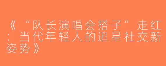 《“队长演唱会搭子”走红：当代年轻人的追星社交新姿势》
