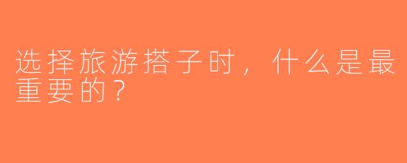 选择旅游搭子时，什么是最重要的？