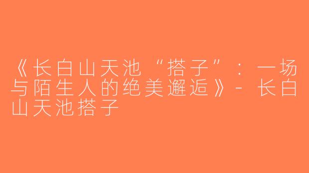 《长白山天池“搭子”：一场与陌生人的绝美邂逅》-长白山天池搭子