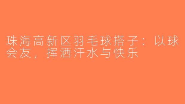 珠海高新区羽毛球搭子：以球会友，挥洒汗水与快乐