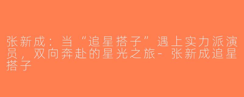 张新成：当“追星搭子”遇上实力派演员，双向奔赴的星光之旅-张新成追星搭子