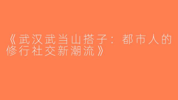 《武汉武当山搭子：都市人的修行社交新潮流》