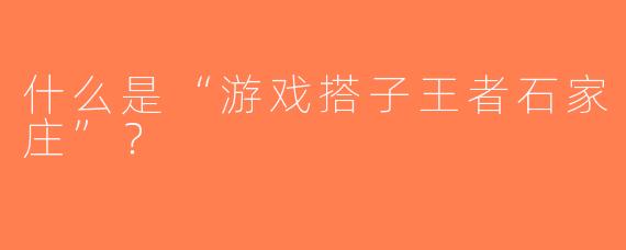 什么是“游戏搭子王者石家庄”？