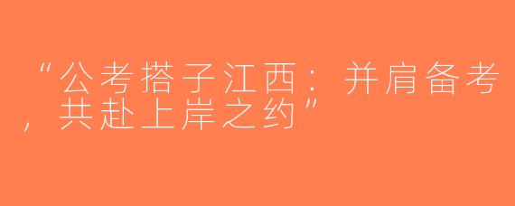 “公考搭子江西：并肩备考，共赴上岸之约”