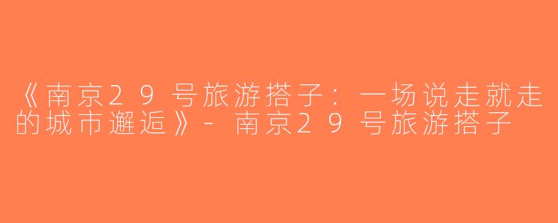 《南京29号旅游搭子：一场说走就走的城市邂逅》-南京29号旅游搭子