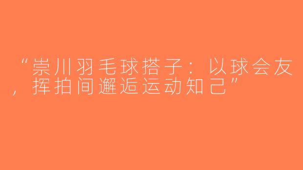 “崇川羽毛球搭子：以球会友，挥拍间邂逅运动知己”