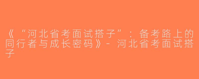 《“河北省考面试搭子”：备考路上的同行者与成长密码》-河北省考面试搭子