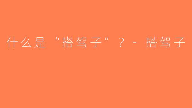 什么是“搭驾子”？-搭驾子