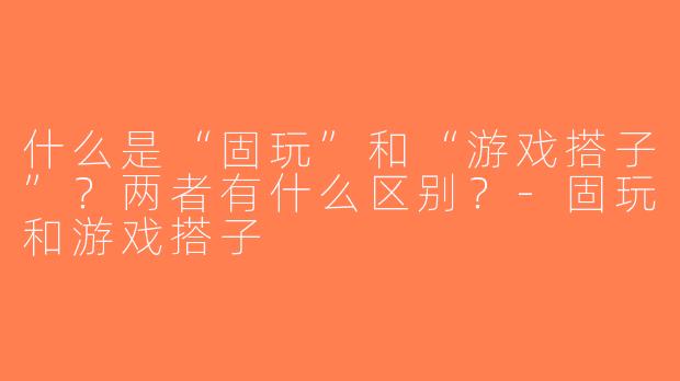 什么是“固玩”和“游戏搭子”？两者有什么区别？-固玩和游戏搭子