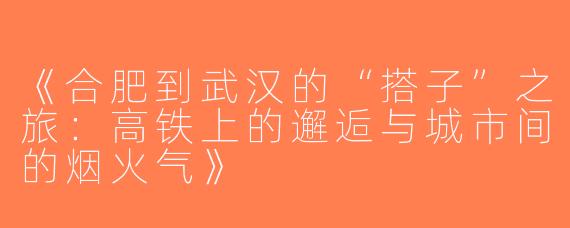《合肥到武汉的“搭子”之旅：高铁上的邂逅与城市间的烟火气》